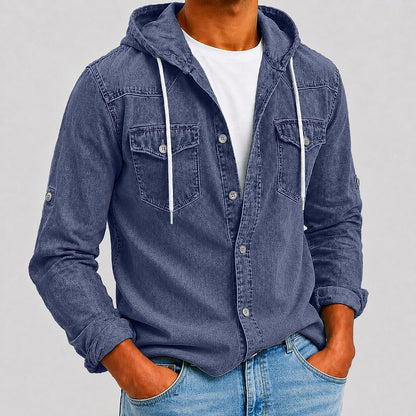 SoftFade Washed Hooded Denim Shirt