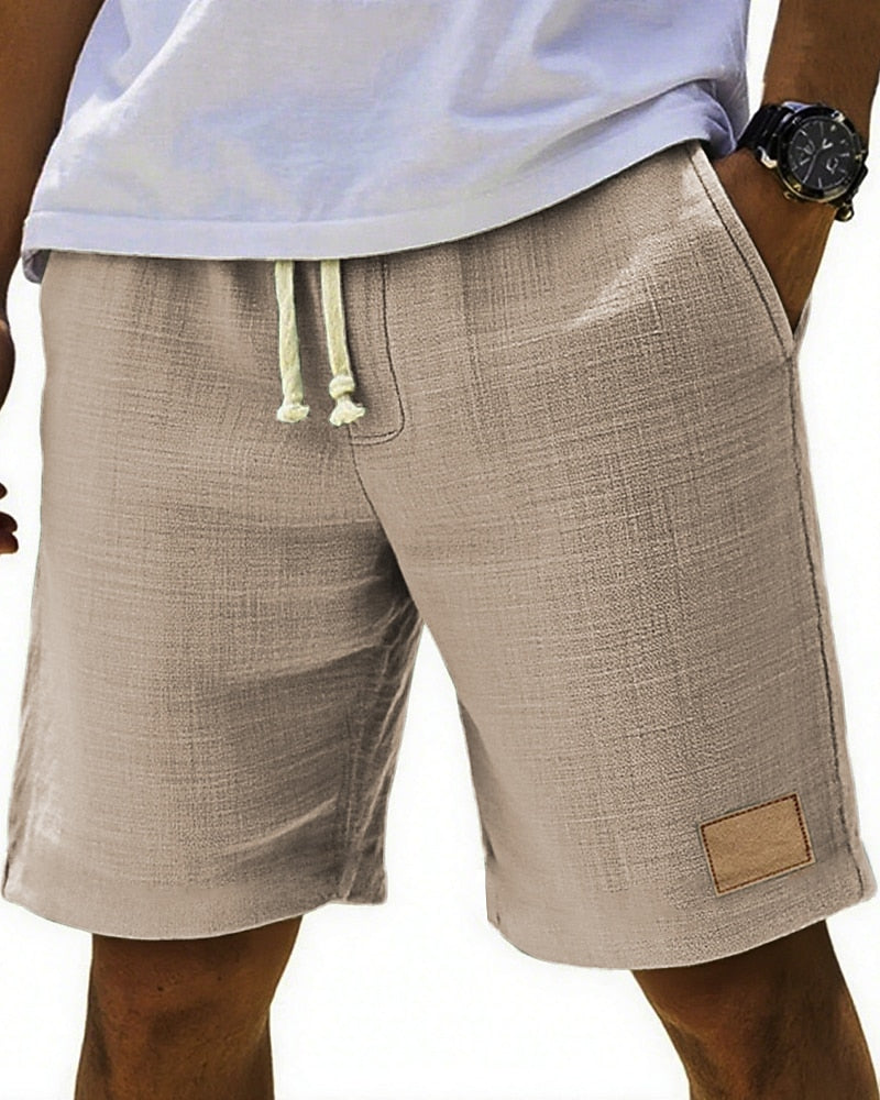 Men's Beach Linen Shorts-Drawstring Waist, Casual Summer Wear
