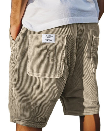 Men's Elastic Waist Corduroy Shorts-Summer Comfort Casual Shorts