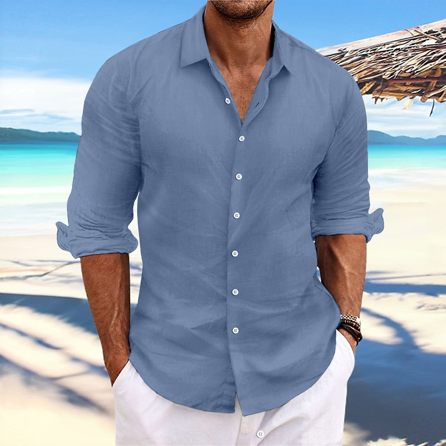 Men's Linen Summer Shirt - Casual Button-Up for Everyday Comfort
