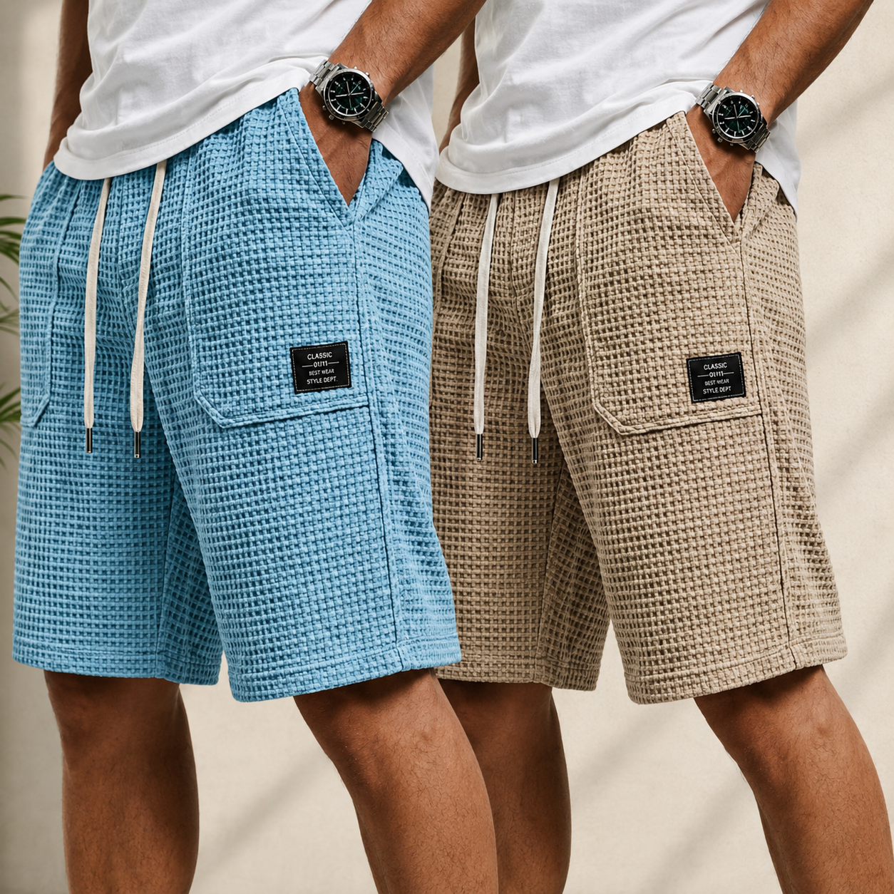 Men's Cargo Pocketed Waffle Shorts