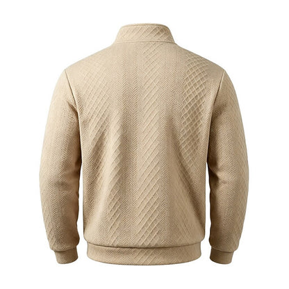 Textured Jacquard Stand Collar Sweatshirt