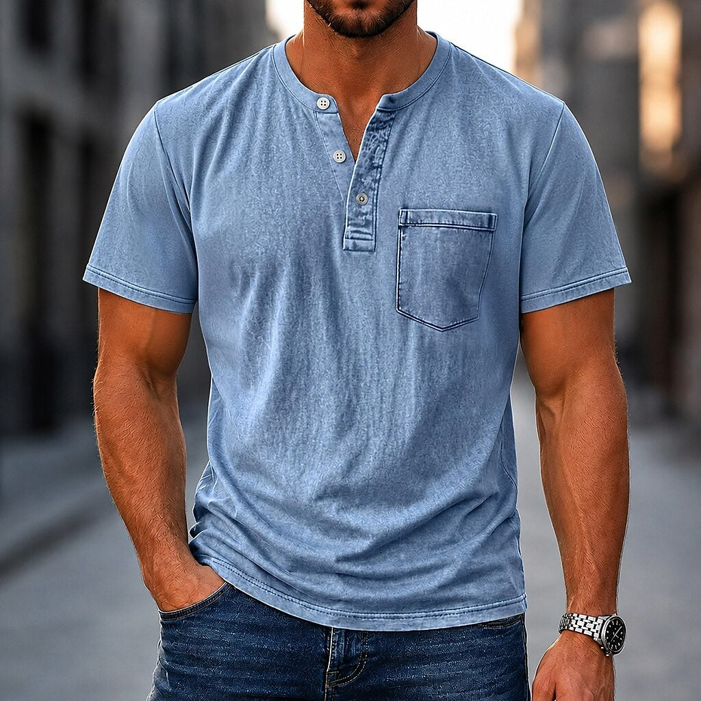Vintage Washed 100% Cotton Henley