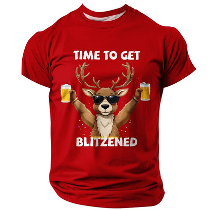 Men's Rocking Reindeer Beer Christmas Graphic Tee