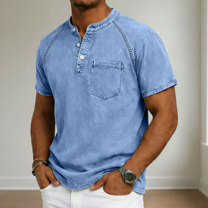 Vintage Washed Cotton Henley T-Shirt