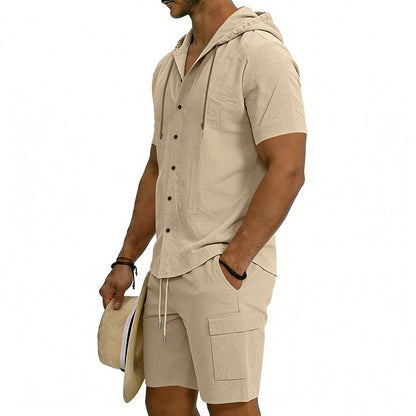 Men's 2-Piece Linen Set-Shirt and Shorts