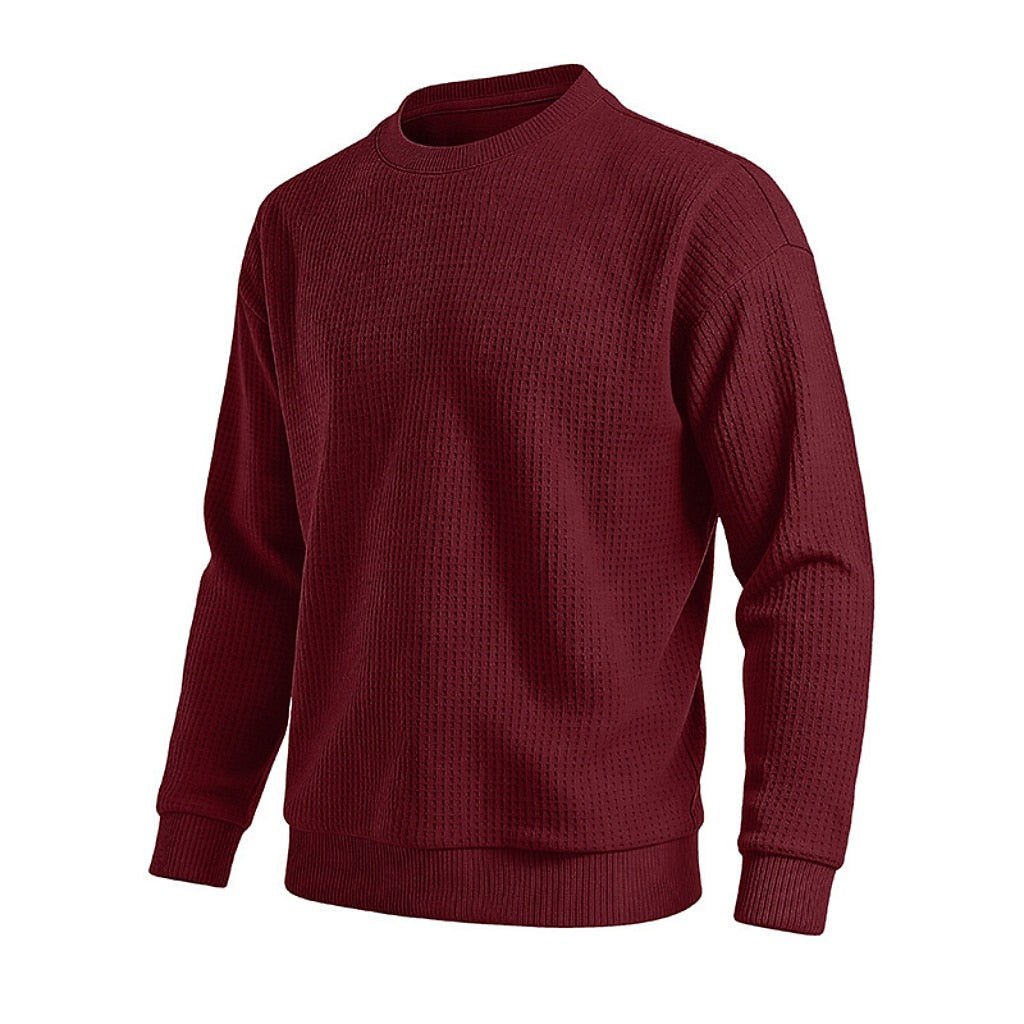 Classic Waffle Knit Crew Neck Sweatshirt