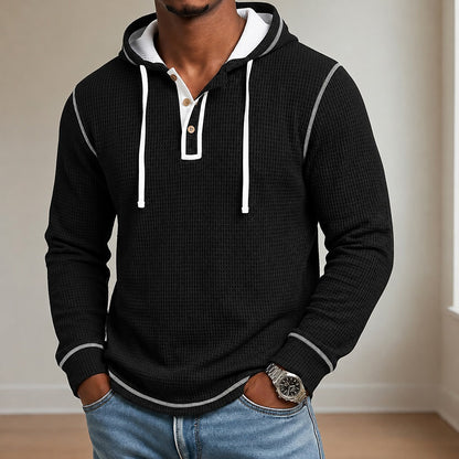 Textured Waffle Hooded Henley