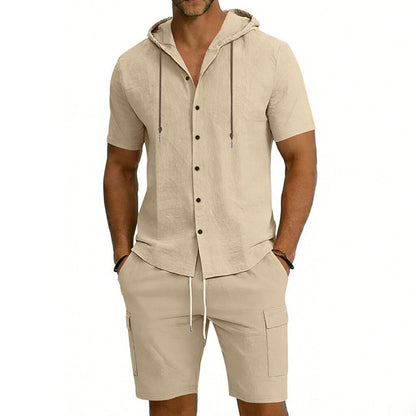 Men's 2-Piece Linen Set-Shirt and Shorts