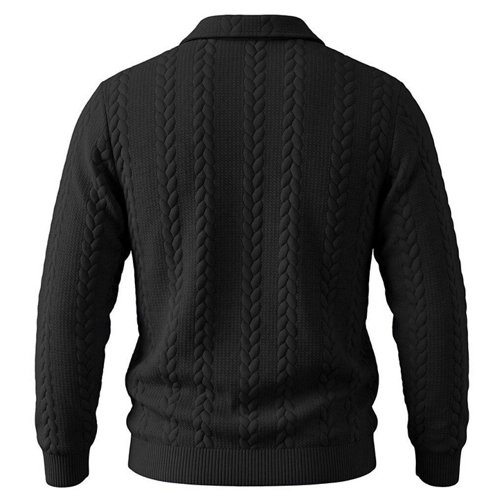 Soft Textured Jacquard Quarter Zip Polo