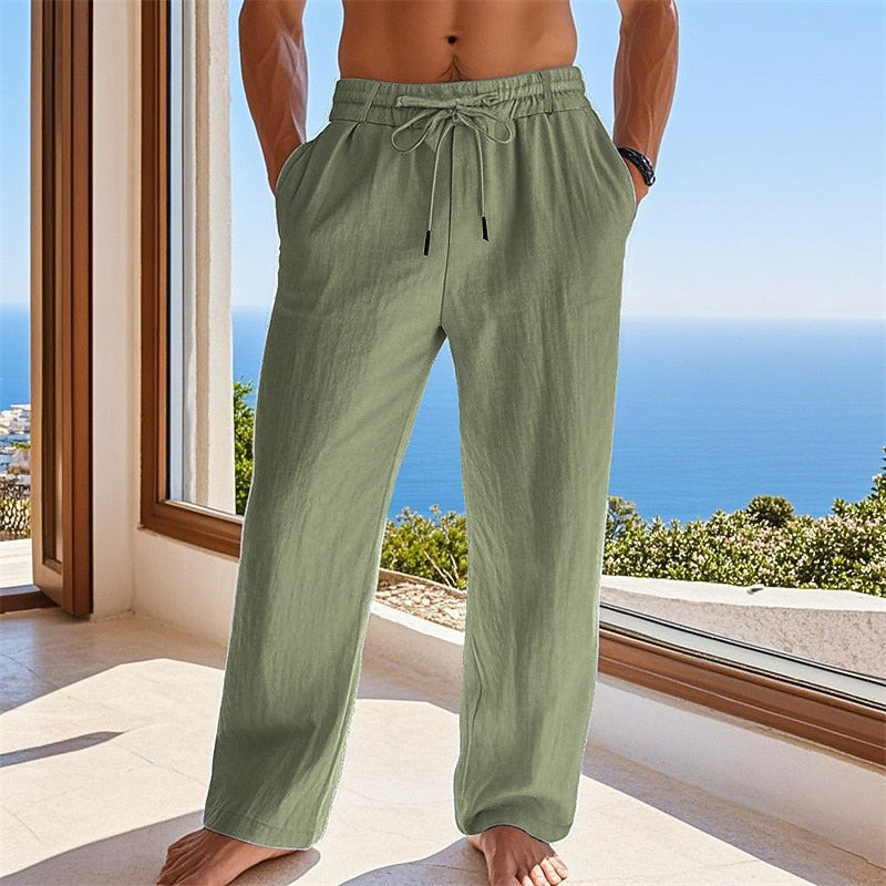 Cotton Linen Pants - Straight Leg, Casual & Comfortable