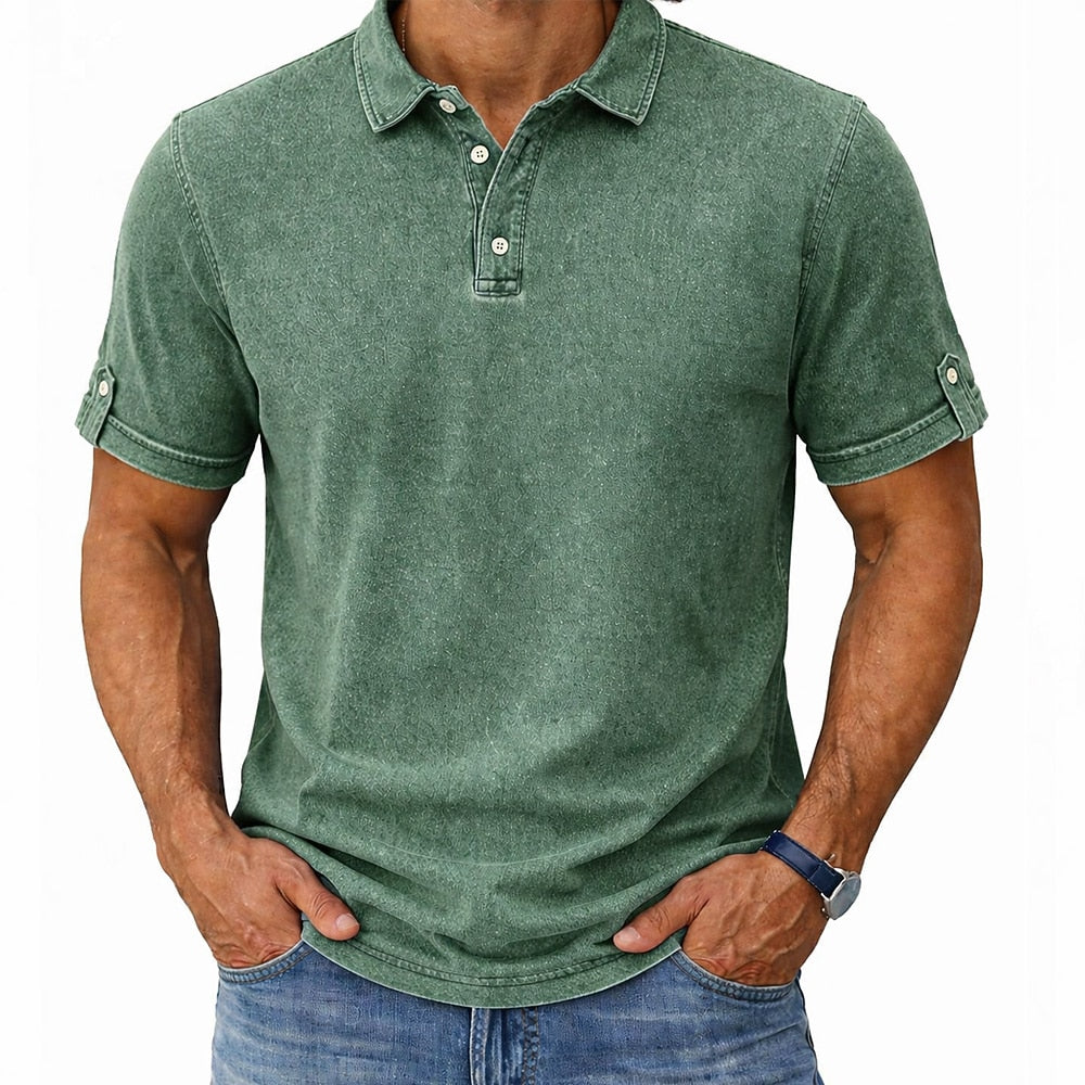 100% Cotton Acid Wash Polo Shirt