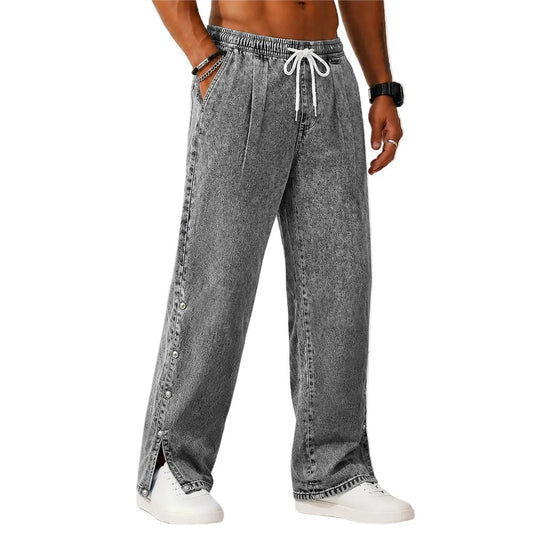 Broken-In Cotton Pants With Elastic Waist