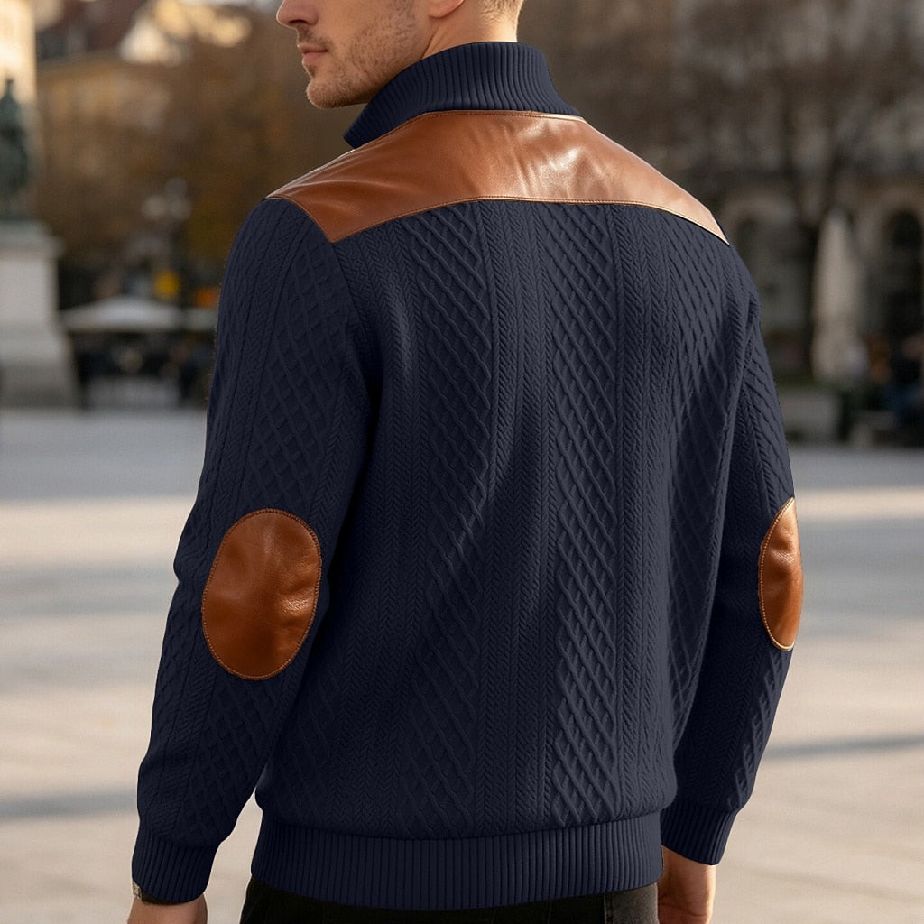 Patchwork Jacquard Textured Sweatshirt