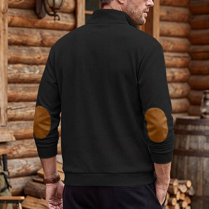 Colorblock Corduroy Quarter Zip Sweatshirt