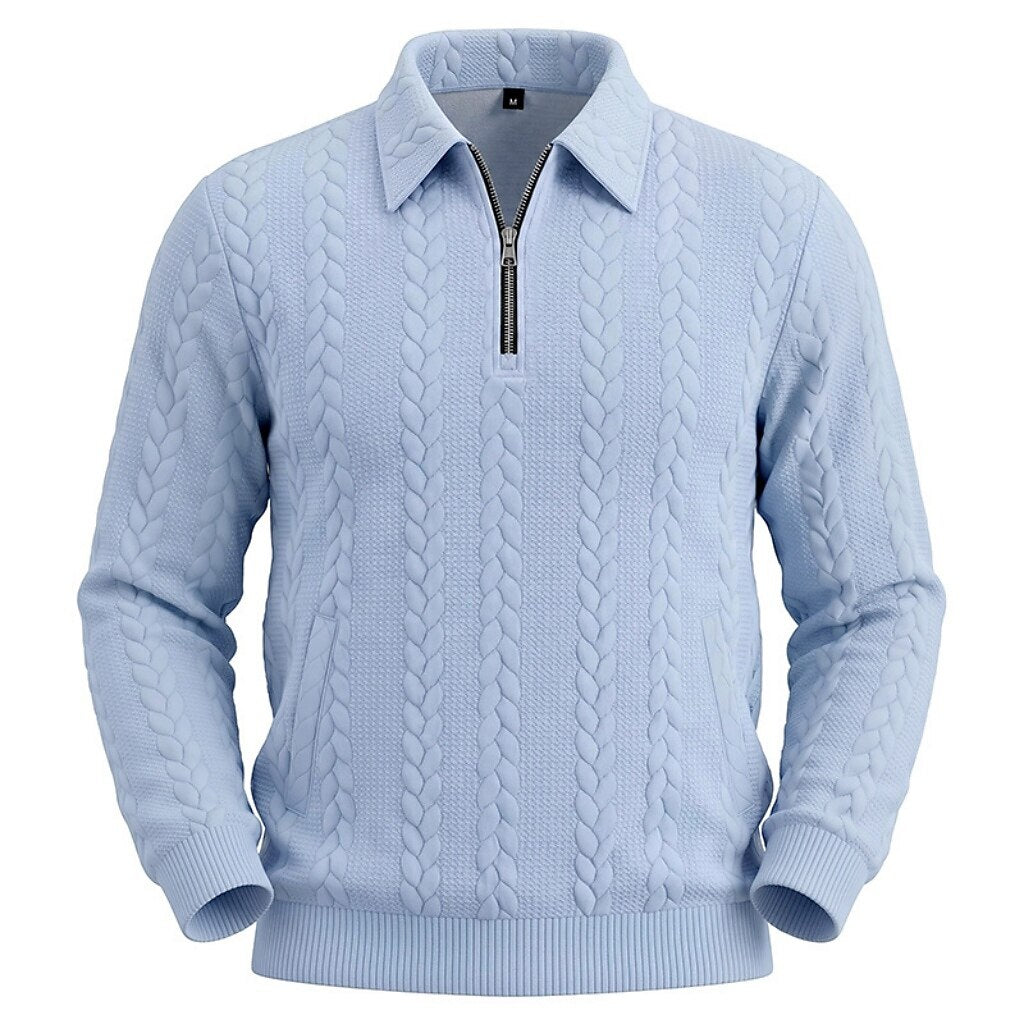 Soft Textured Jacquard Quarter Zip Polo
