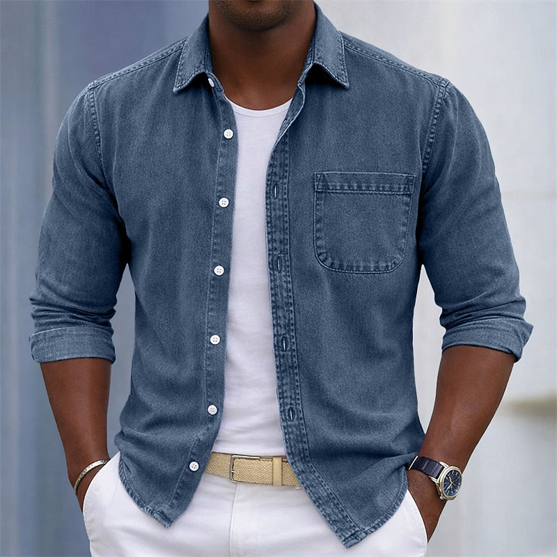 100% Cotton Acid Wash Button-Up Shirt