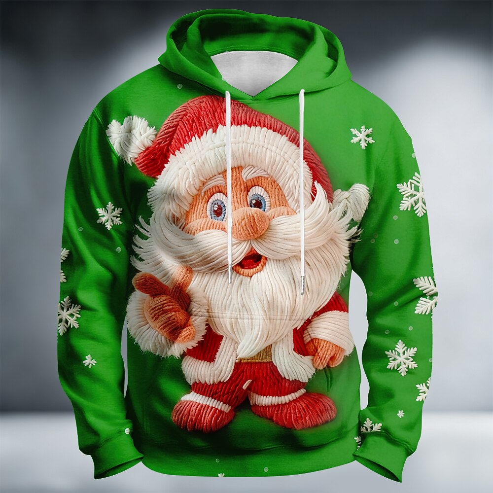 Festive Santa Christmas Casual Pullover Hoodie