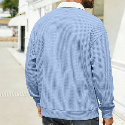Cozy Waffle Quarter-Zip Polo Shirts