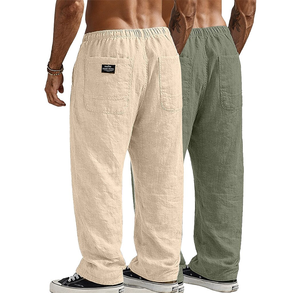 2Pcs Men's Linen Pants Set