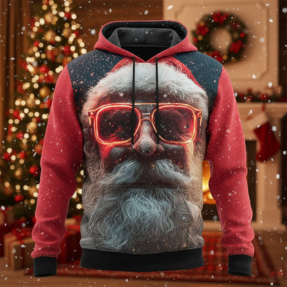Christmas Santa Rooster Festive Pullover Hoodie