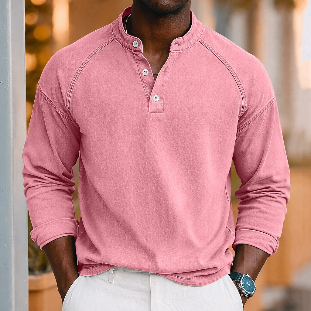 Rugged Vintage Cotton Henley Shirt