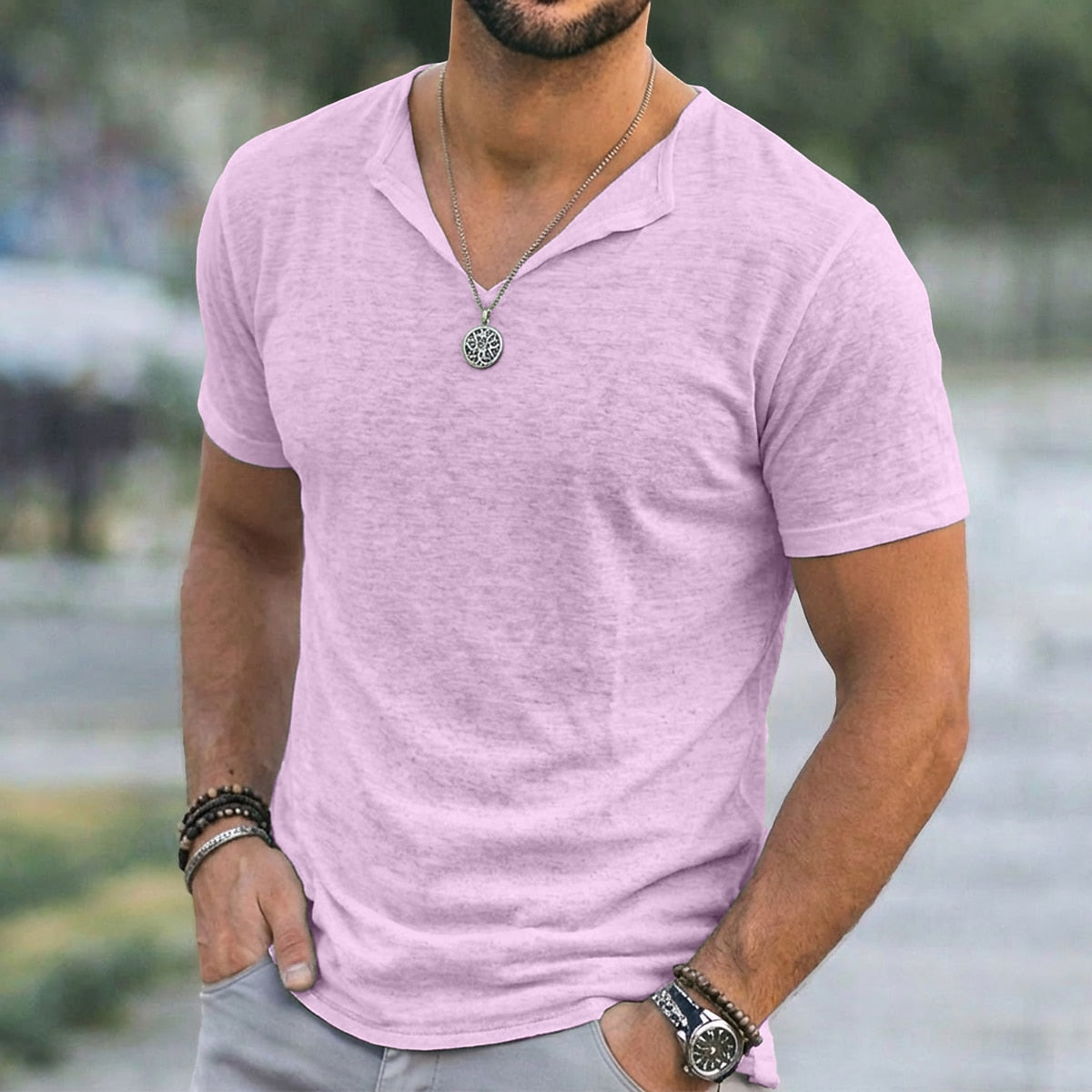 Summer Linen V-neck Tee