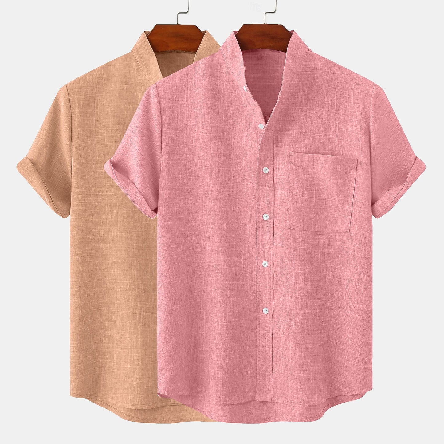 2 PCS Classic Linen Button-Up Shirts