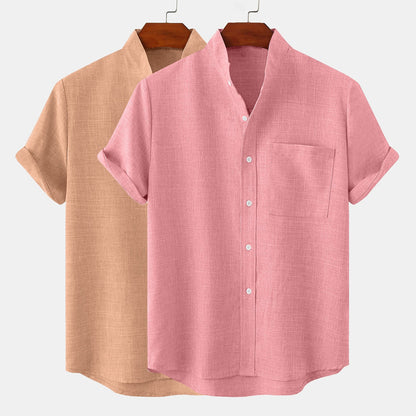 2 PCS Classic Linen Button-Up Shirts