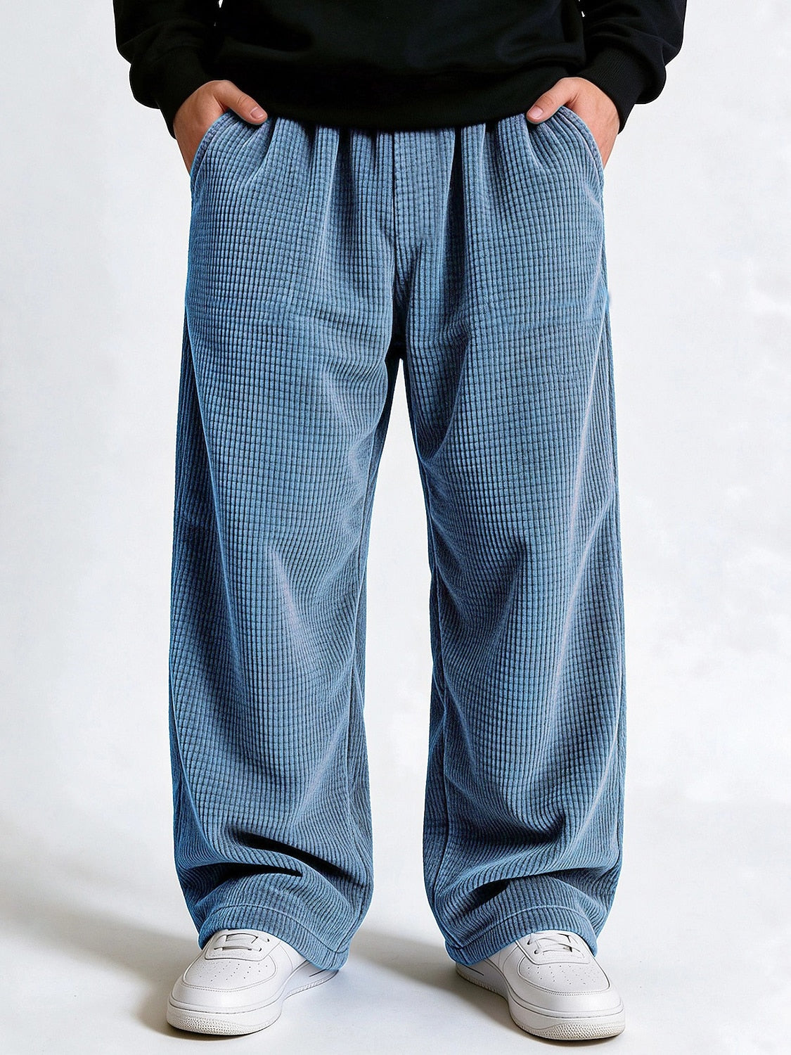 Textured Waffle Pants With Pockets