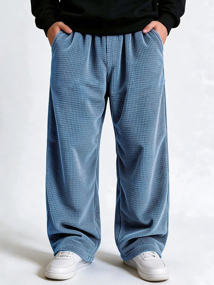 Textured Waffle Pants With Pockets