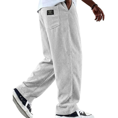 Textured Comfort Corduroy Pants With Elastic Waist