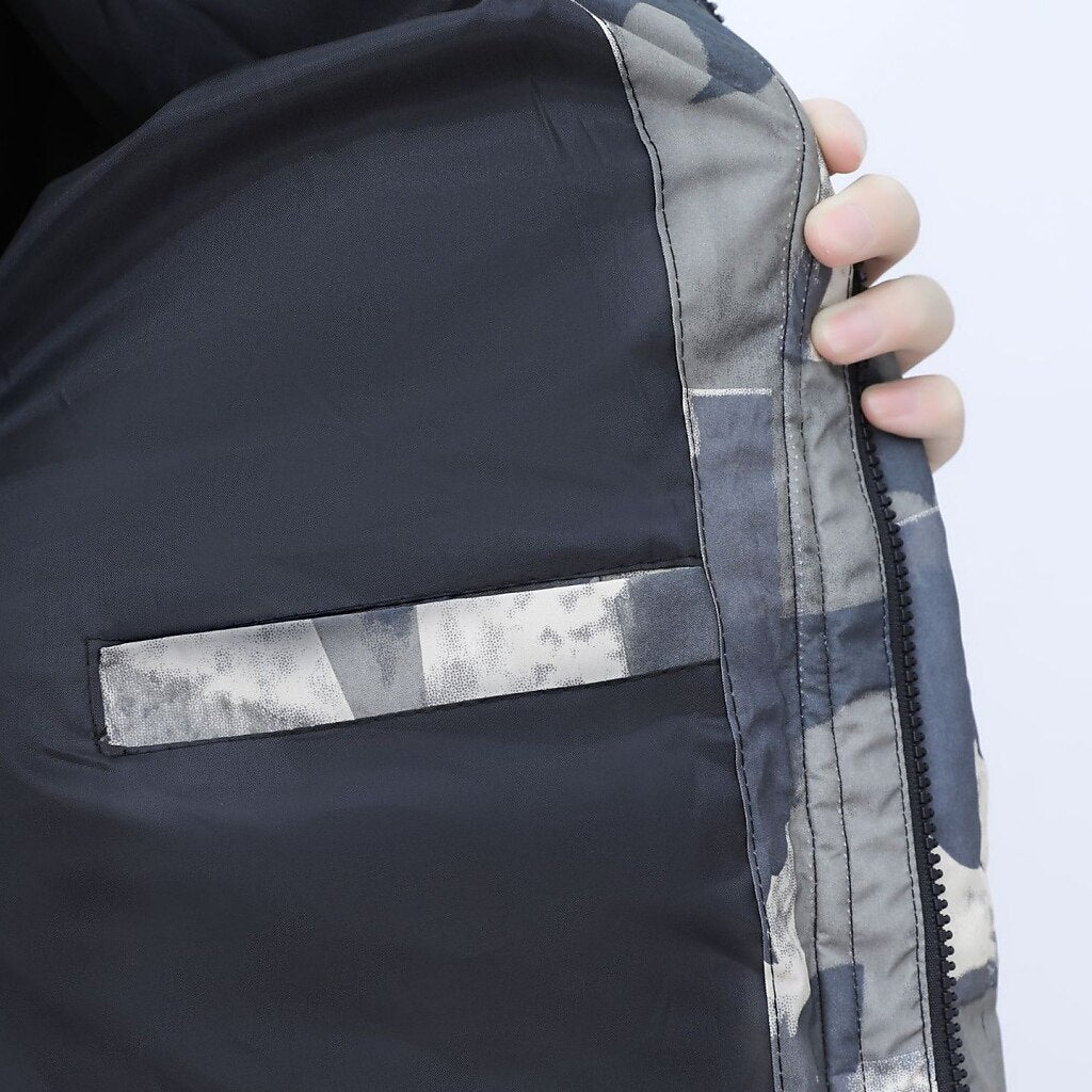 Men’s Quilted Hooded Patchwork Puffer Jacket – Everyday Warmth & Practical Style