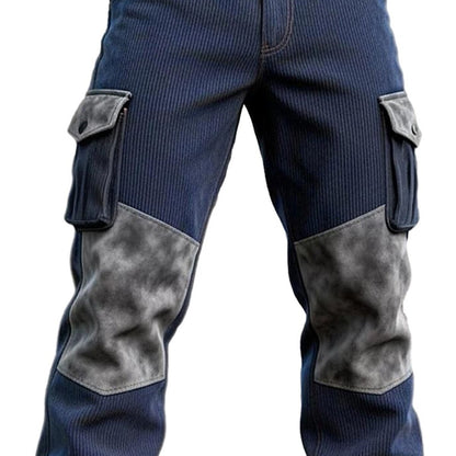 Colorblock Corduroy Patchwork Cargo  Pants