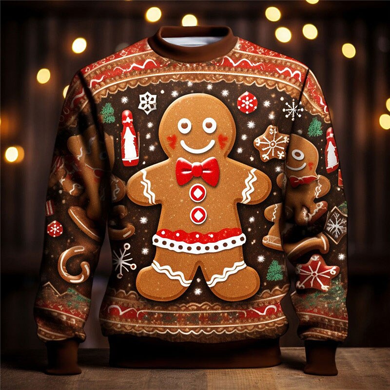 Men's Merry Christmas Gingerbread Man Graphic Sweatshirt