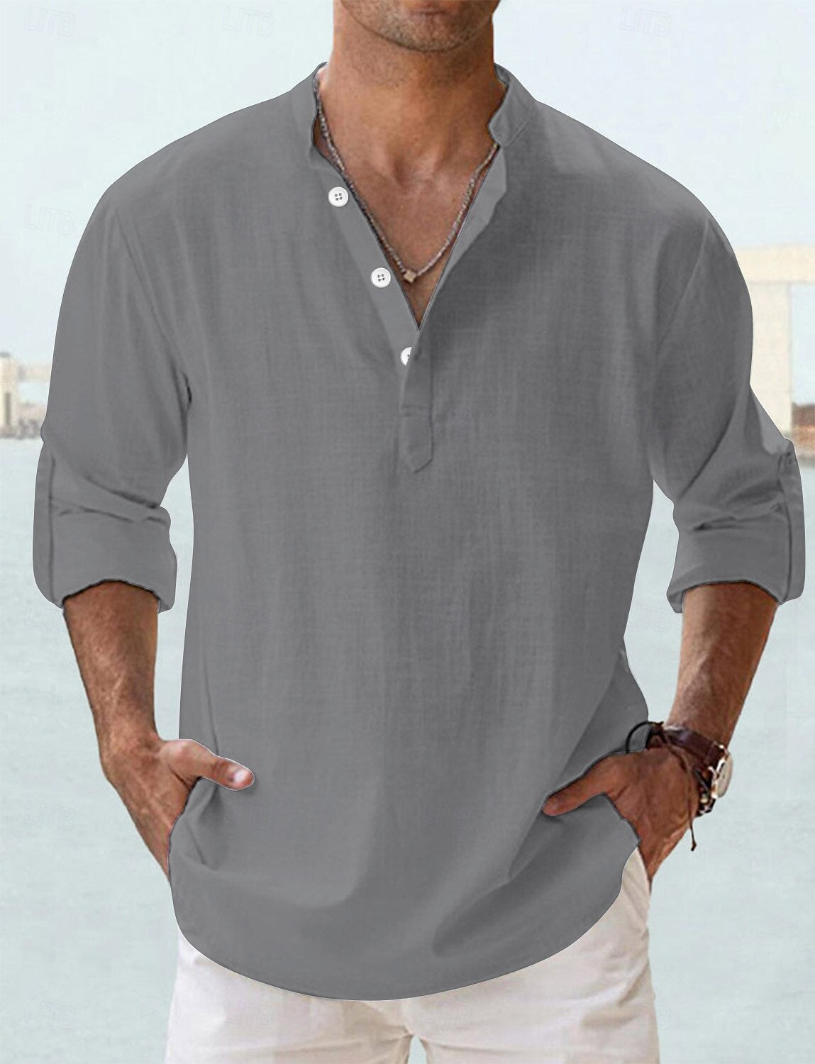 Men's Everyday Linen Shirt - Long Sleeve Button-Up