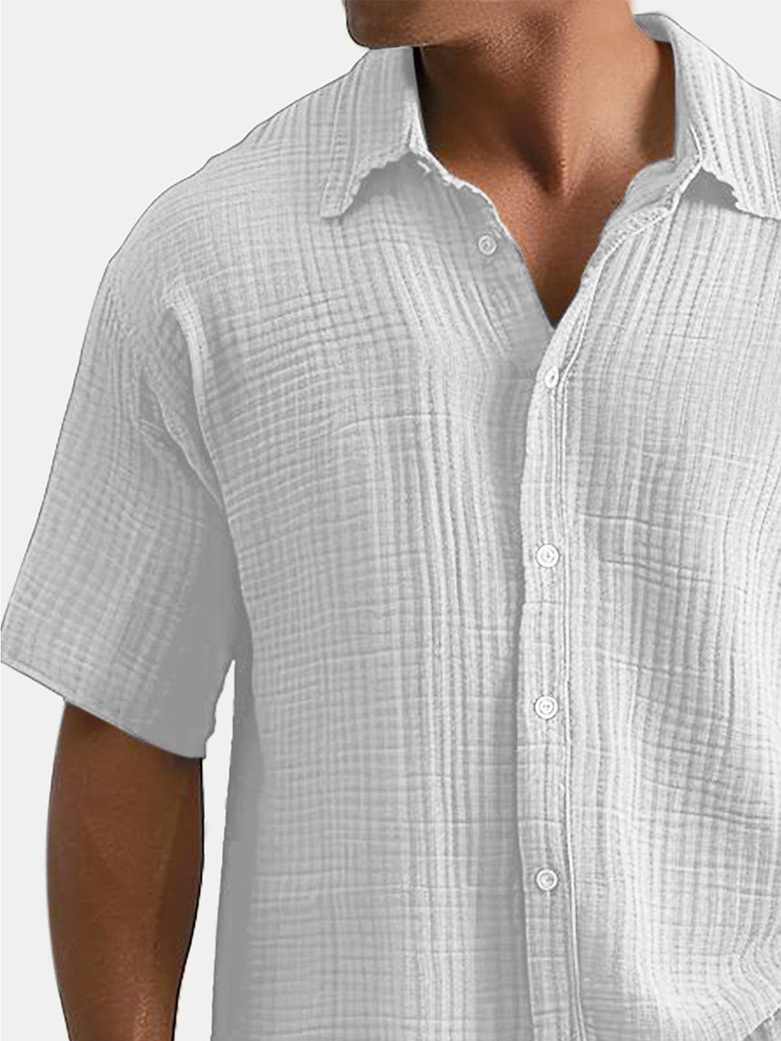 100% Cotton Textured Shirt - Short Sleeve Summer Essential