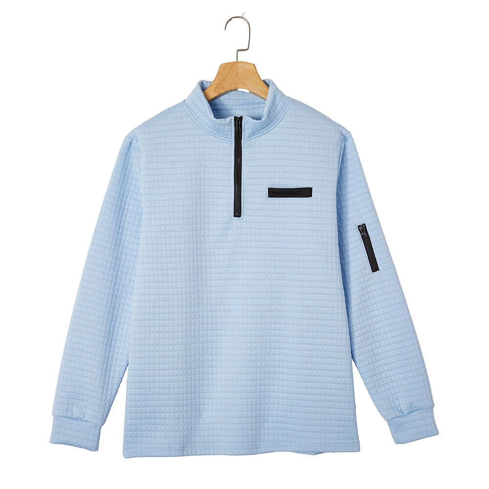 Quarter Zip Textured Waffle Polo