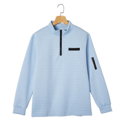 Quarter Zip Textured Waffle Polo