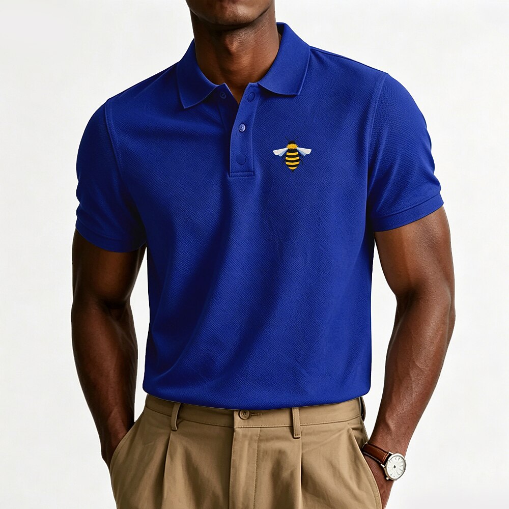 100% Cotton Bee Embroidered Pique Knit Polo