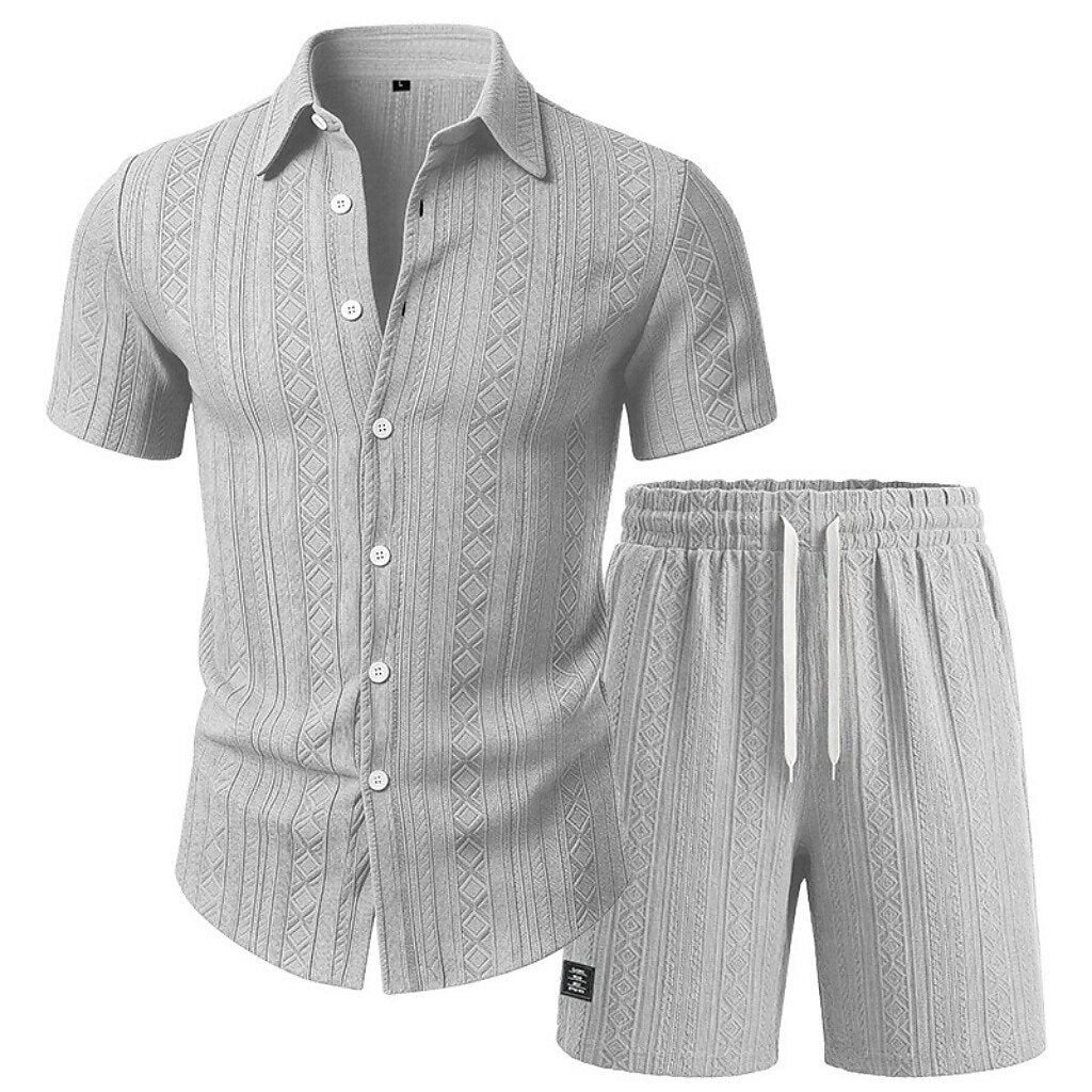 Men's Jacquard Shirt & Shorts Set