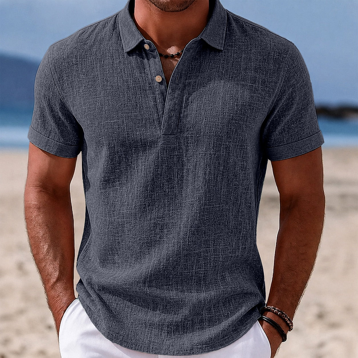 Breathable Linen Polo  Shirt