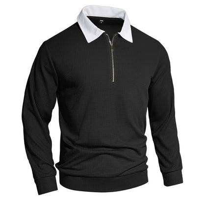 Cozy Waffle Quarter-Zip Polo Shirts