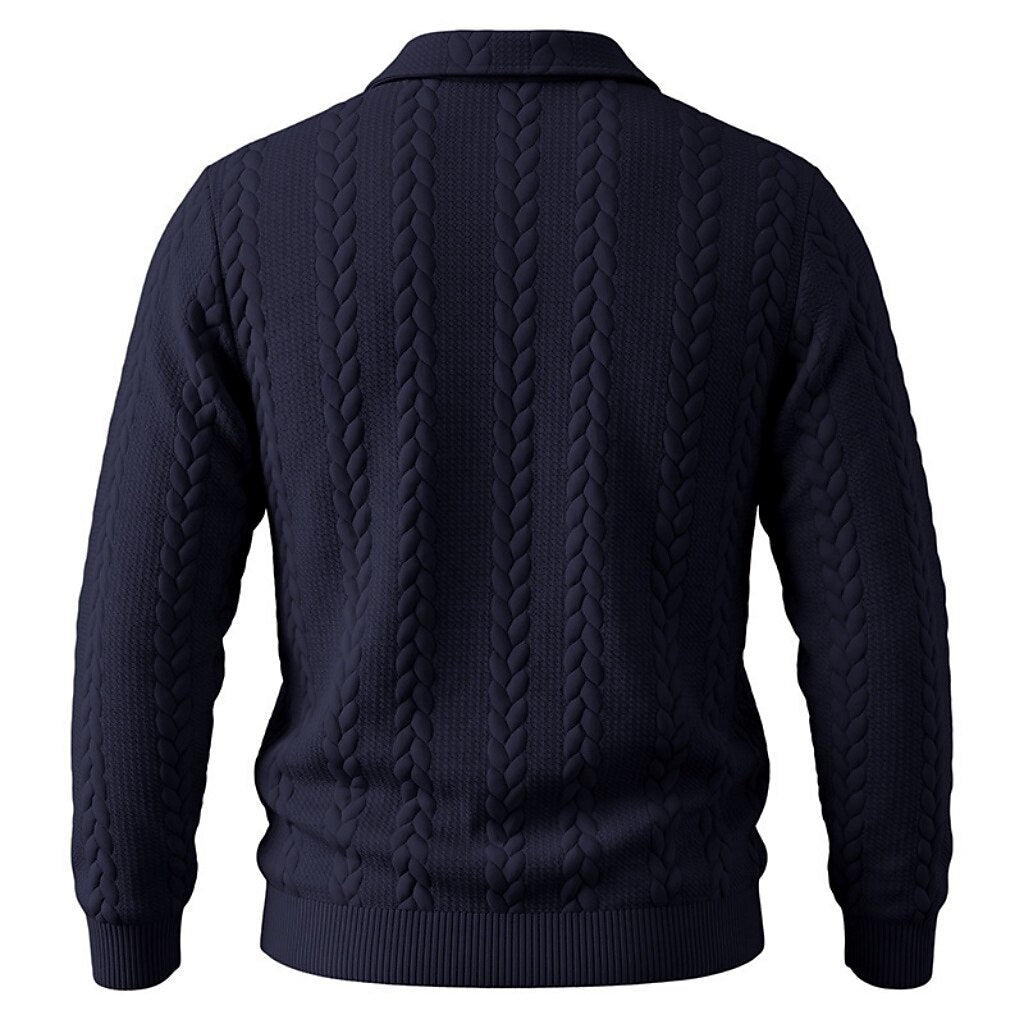 Soft Textured Jacquard Quarter Zip Polo