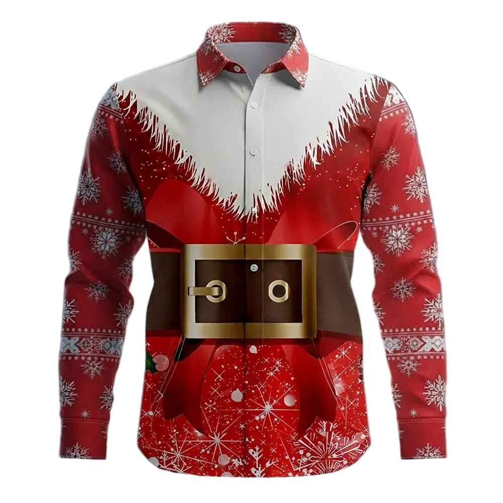 Christmas Funny Snowflake Costume Button Shirt