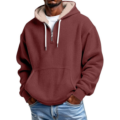 Quarter Zip Waffle Fleece Hoodie