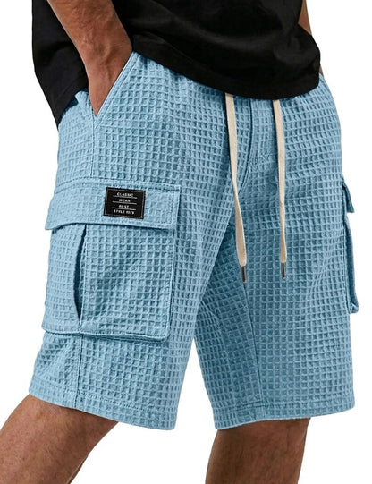 Lightweight Waffle Cargo Shorts With Pocket