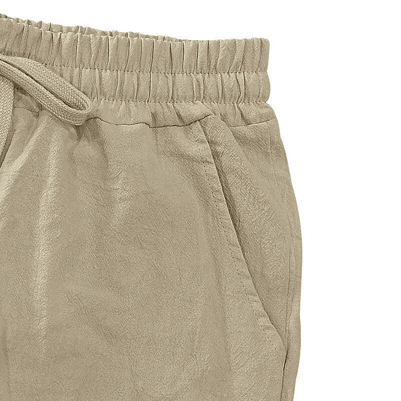 Breathable Linen Shorts With Elastic Waist