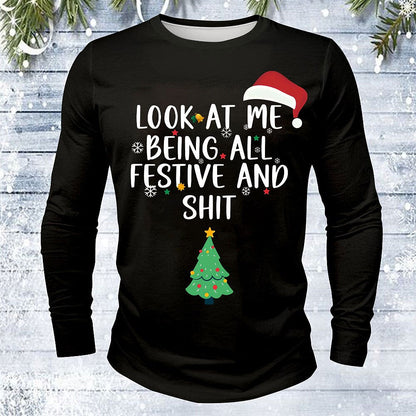 Men's Funny Santa Christmas Long Sleeve T-Shirt
