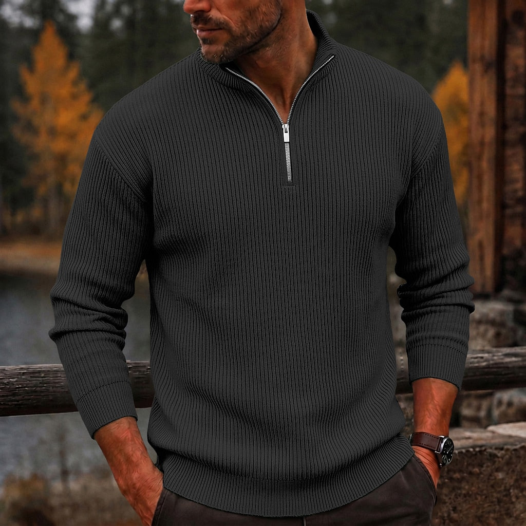 Quarter Zipped Corduroy Polo Shirt
